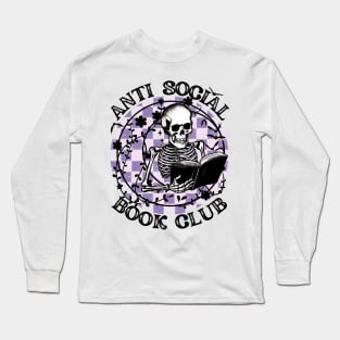 "Antisocial Book Club" Skeleton Reading Long Sleeve T-Shirt